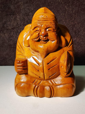 日本航來品 中古手作實木雕刻福神一木挖置物擺件 尺寸品相如圖