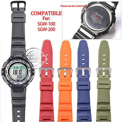 樹脂錶帶適應於卡西歐G-shock SGW-100 SGW100男士更換錶帶運動防水橡膠手鐲手錶配件