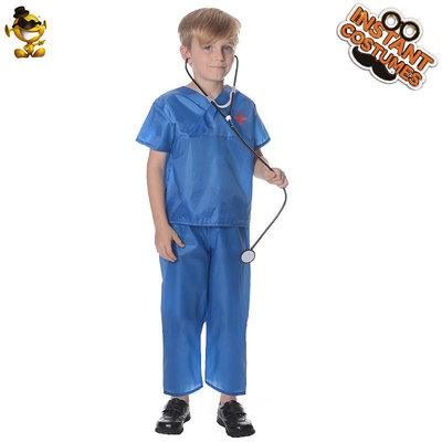 萬圣節角色扮演小男兒童手術服裝派對服飾cosplay兒童醫生服裝