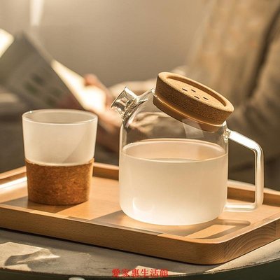 【熱賣精選】杯子 茶杯 茶壺 茶具玻璃涼水壺套裝家用泡茶壺創意磨砂耐高溫冷水壺簡約日式