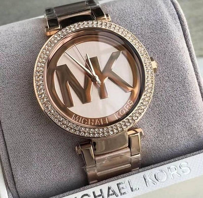 MICHAEL KORS Parker晶鑽錶圈 玫瑰金色不鏽鋼錶帶 石英 女士手錶MK5865