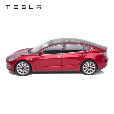 熱銷 Tesla/特斯拉收藏擺件車模玩具車仿真Model 3 1:18可開發票
