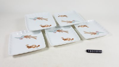 日本 深川製磁 菊鳳凰 菓子方皿 花鳥圖案 5入紙盒裝 - 1900896