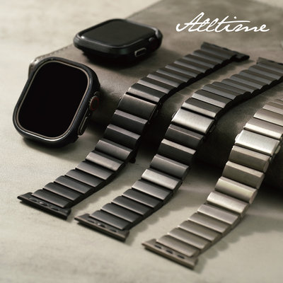 Apple watch Ultra/8/7/SE2/6/SE/5/4梯形導角磨砂鈦錶帶｜完全計時