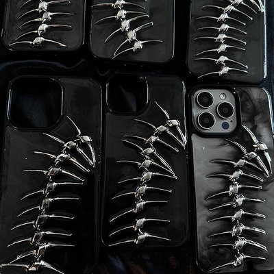 個性暈染風魚骨頭蘋果15手機殼iPhone15Promax創意13Promax創意12Pro手工11防摔xsmax保護1