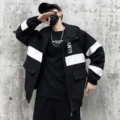 FINDSENSE品牌2019 新春 新款 韓國  長袖 運動 連帽 拼接 套頭字母 外套  時尚 潮流上衣 外套