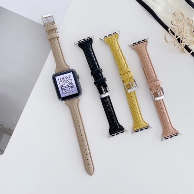 森尼3C-質感 小蠻腰真皮錶帶 Apple Watch 6 SE 5 4 3 2 皮壓紋多色 38 40mm 42 44mm-品質保證