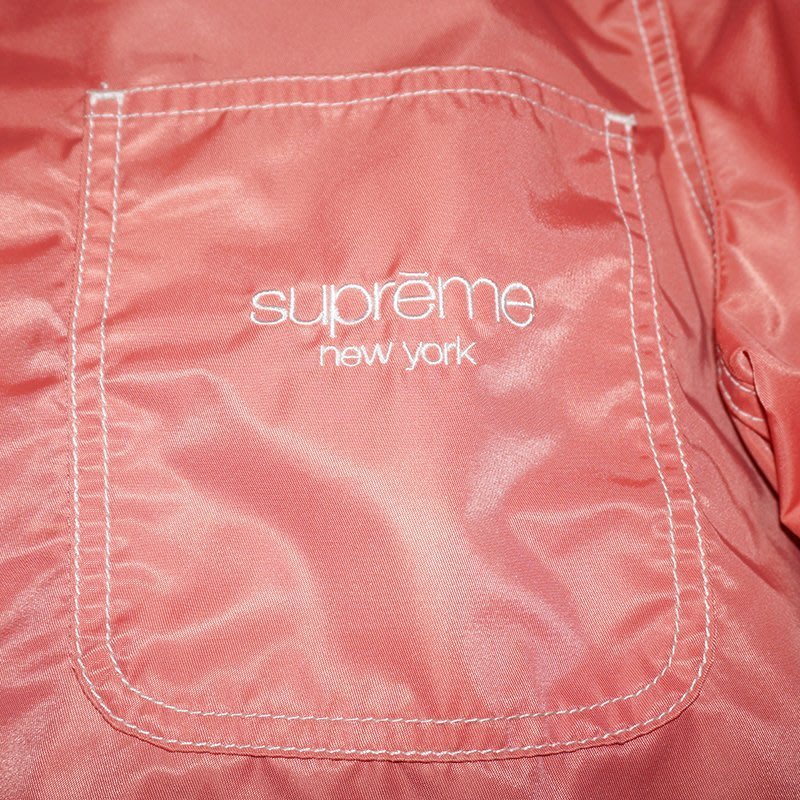 Supreme Nylon Chore Coat 石英粉紅色尼龍刺繡logo 風衣教練外套現貨S