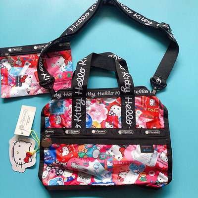 【熱賣精選】 Lesportsac x Kitty 凱蒂貓聯名系列 7384 小型旅行袋/旅行包/手提包/斜背包 降