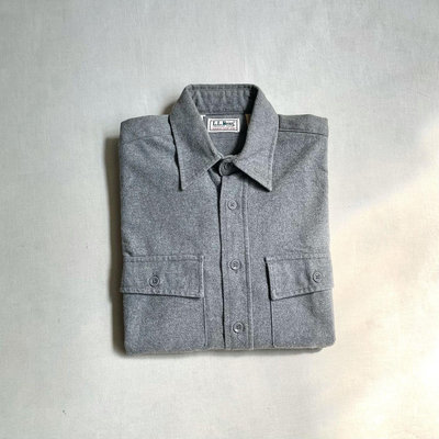 美國製造 80s L.L.Bean Chamois Shirt 純棉法蘭絨 類毛料 雙口袋長袖襯衫 vintage 古著