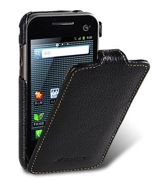 【Melkco】出清現貨 下翻黑色Samsung三星 S5820 3.5吋真皮 皮套 保護殼保護套手機殼手機套