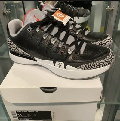 全新 真品 Nike Zoom Vapor Roger Federer Air Jordan 3 黑水泥 特別版 Size:11 ~ 現貨
