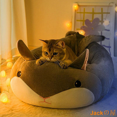Jackの屋貓窩冬季可愛動物造型貓咪半封閉屋床保暖狗窩小型犬狗狗寵物用品