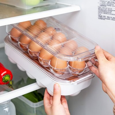 現貨熱銷-冰箱雞蛋盒16格蛋架可疊加保鮮收納盒廚房家用雞蛋架蛋托#歐式 #簡約 #便捷生活