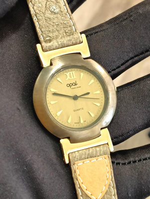 Opal 歐寶 法國品牌 古董錶  生活防水 Swiss EQ 瑞士製造 天文時差 高級感 真皮錶帶 可正常使用 中性石英錶-手圍19公分內
