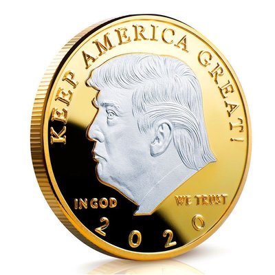 現貨熱銷-【紀念幣】2020年美國總統幣特朗普紀念章 川普外國雙色硬幣工藝品收藏禮品