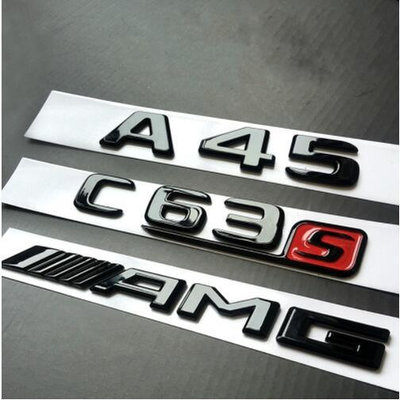 賓士 亮黑色徽標 CLA45 C63 E63 C43 CLS63 C250 AMG 汽車徽標徽章貼紙