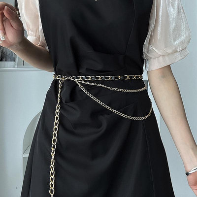 新款韓版女士腰帶腰鏈金屬甜美裝飾洋裝搭配西裝ins風