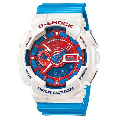 CASIO 卡西歐 G-SHOCK 美國隊長版 豪邁立體多層次 雙顯 石英 男性腕錶 #4090 (一元起標 無底價)