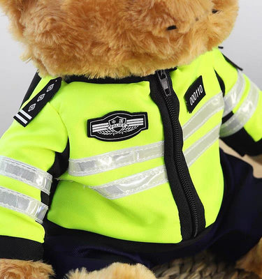 警察小熊公仔交警小熊玩偶制服警官服泰迪熊毛絨玩具女生兒童禮物~沁沁百貨