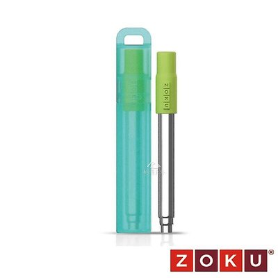 【ZOKU】伸縮式不鏽鋼吸管『青草綠』附收納盒+清潔刷 ZK307