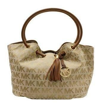 Michael Kors MK Logo 織布手提 / 肩背包(卡其色)