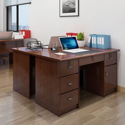 【熱賣精選】辦公桌家用臺式電腦桌1.4米 辦公室抽屜帶鎖寫字臺 學生1.2米書桌