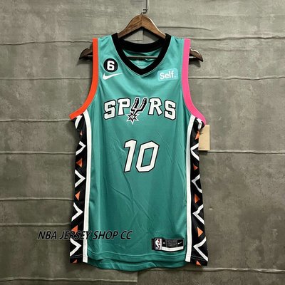 NBA 2022-23 男式全新原創 Nba 聖安東尼奧馬刺隊 Jeremy Sochan #10 城市版綠色球衣 Swingm