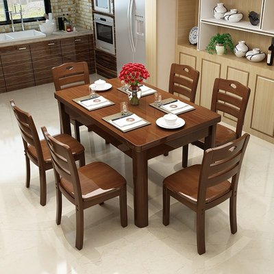 熱賣 南楠楠全餐桌椅組合長方形現代簡約小戶型飯桌家用原木餐桌家具