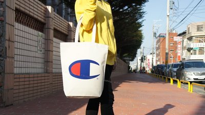 【 K.F.M 】Champion Japan 帆布托特包 購物袋 日版 雙面Logo