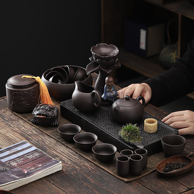 紫砂茶具套裝陶瓷蓋碗茶壺定制LOGO客廳禮品家用功夫茶具配件整套