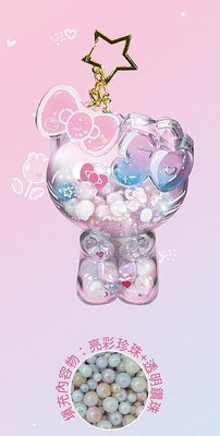 【QQ公仔物語】【NB127】【現貨 滿千免運】三麗鷗 Hello Kitty 50週年限定透明公仔吊飾 單賣 亮彩珍珠款