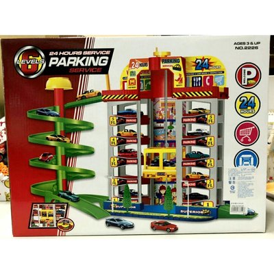 哈哈玩具屋~兒童玩具~五層立體停車場 手動式立體停車塔 附4台小汽車