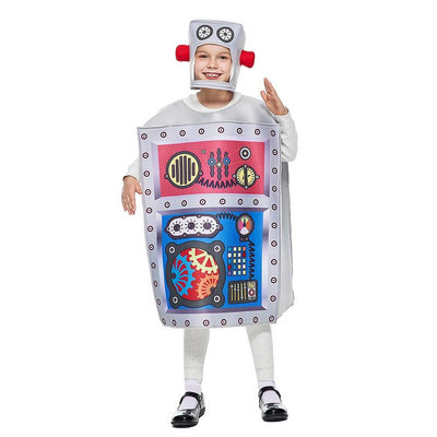 萬聖節女童可愛機器人造型服裝 寶寶校園變裝派對運動會卡通機器人Cos童裝 兒童外星人角色扮演服節日舞台表演服