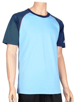 DRY-WET-TEX 多且1221S 圓領配色短袖排汗衫 淺藍[抗紫外線排汗衣,隨身型除濕機]XL賣場