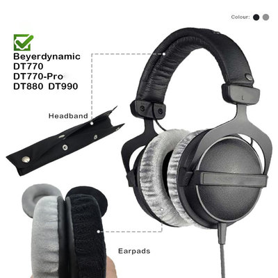 gaming微小配件-絨布替換耳罩適用於拜亞動力DT990 / DT880 / DT770 PRO耳棉套 Beyerdynamic耳機頭梁套-gm