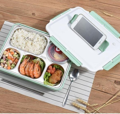 【免運】便當盒 304不鏽鋼保溫飯盒食堂簡約學生便當盒帶蓋韓國學生餐盒分格餐盤 WMDY60975-台灣嘉雜貨鋪