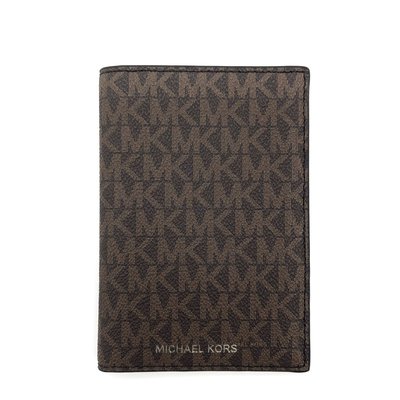 【美麗小舖】MICHAEL KORS MK 深咖啡色 防刮PVC皮革 證件夾 護照夾 證件套 護照套~M63241
