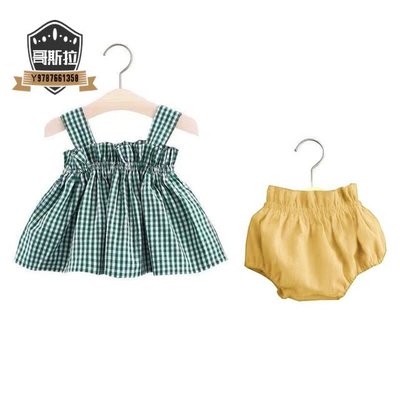 兒童服裝 0-1-2周歲女寶寶夏裝嬰兒裙子 夏季純棉套裝 5個月女童吊帶連衣裙#哥斯拉之家#