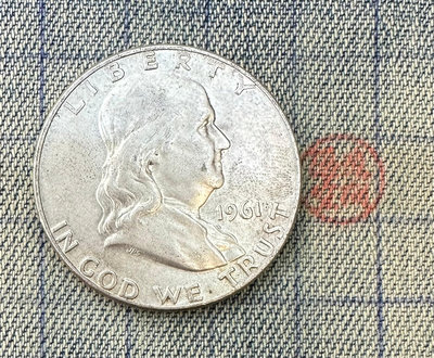 【隱逸空間】美國 1961年 富蘭克林   5角 50 分   D記  銀幣 XF~AU
