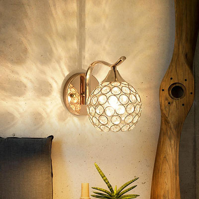 小鹿床頭燈現代簡約水晶壁燈LED創意走廊背景墻客房法式臥室輕奢燈具