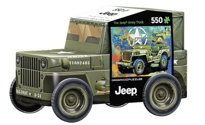 二手兒童玩具~ Jeep 吉普車正版拼圖立體汽車鐵盒 拼圖550片