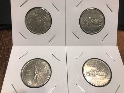 美國🇺🇸「50州25美分紀念幣」-喬治亞州+新罕布夏州+維吉尼亞州+紐澤西州，共4枚