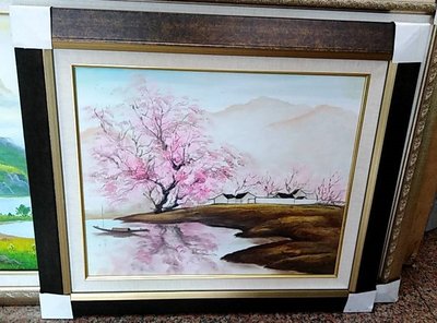 『府城畫廊-手繪油畫』櫻花－風景畫－畫風獨特－70x80－(含框價)－有實體店面－請查看關於我聯繫