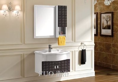 FUO衛浴: 時尚 80公分 合金櫃體 陶瓷盆 浴櫃組(含鏡子,龍頭,置物邊櫃整組) (T9770)需預訂!