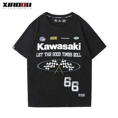 川崎摩托車Kawasaki機車愛好者短袖t恤衫男女全棉半袖體恤上衣服