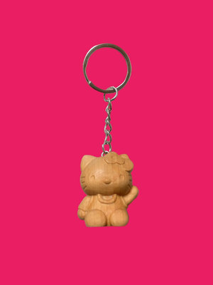 Hello Kitty 鑰匙圈 鑰匙環 實木雕刻 木雕 三麗鷗 凱蒂貓