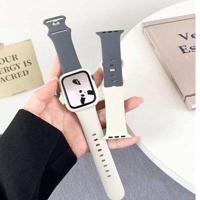 適用蘋果手錶Apple watch 蝴蝶扣矽膠拼色錶帶 iwatch S8 7 6 SE 腕帶 蘋果手錶運動錶帶