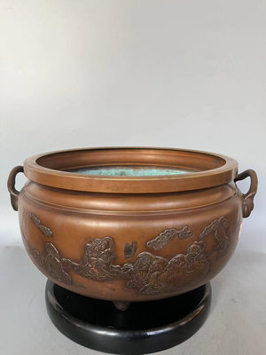 日本回流銅器  銅火缽 香爐 茶道爐 中古物品，難免有歲月使261
