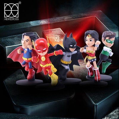 現貨熱銷-HEROCROSS正義聯盟3寸人偶擺件蝙蝠俠閃電俠神奇女俠Q版公仔收藏
